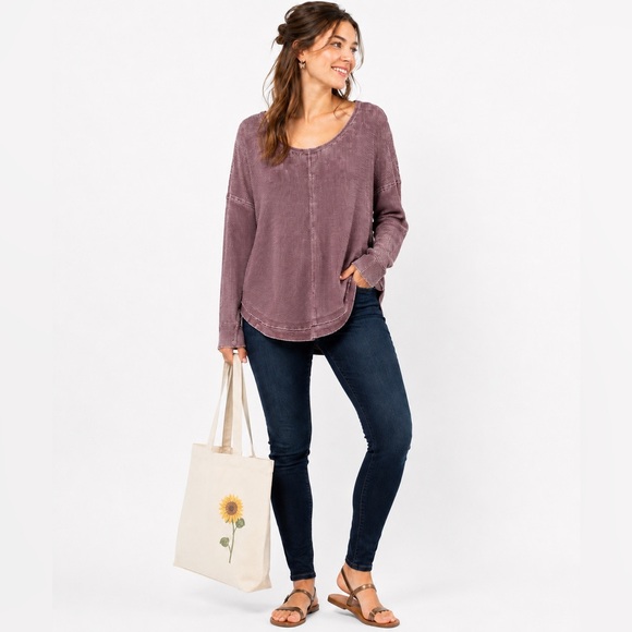 Lucky Brand Tops - Lucky Brand washed purple waffle knit long sleeve tshirt